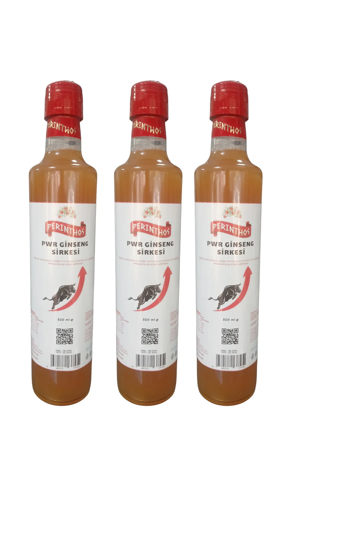 Perinthos Doğal Ginseng Sirkesi 500 ml x 3 Adet