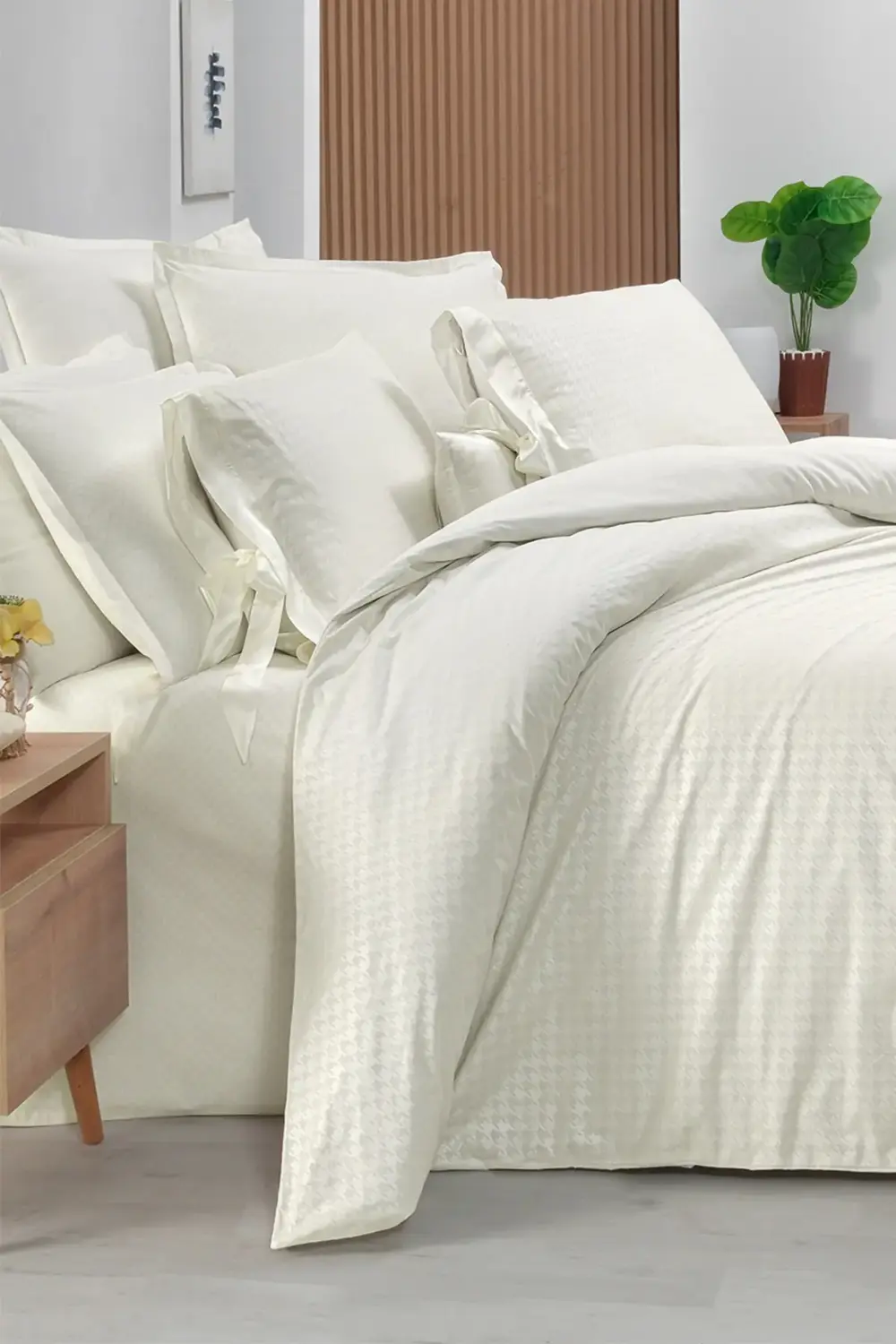 Perlita Bej Tek Kişilik %100 Pamuk Nevresim Takımı