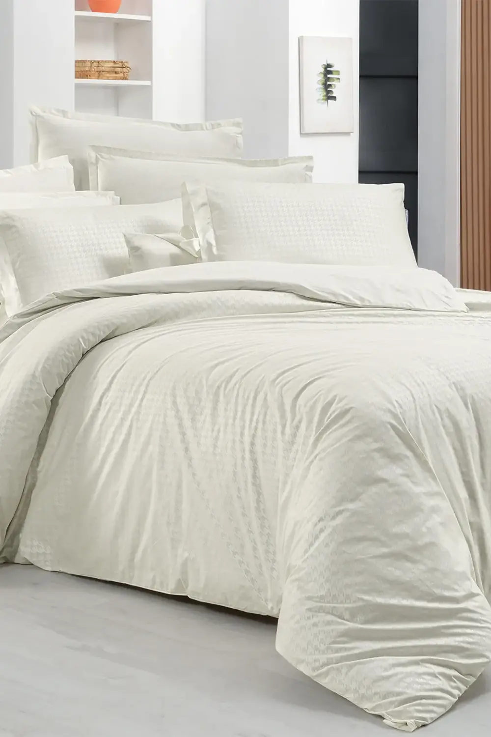 Perlita Bej Tek Kişilik %100 Pamuk Nevresim Takımı