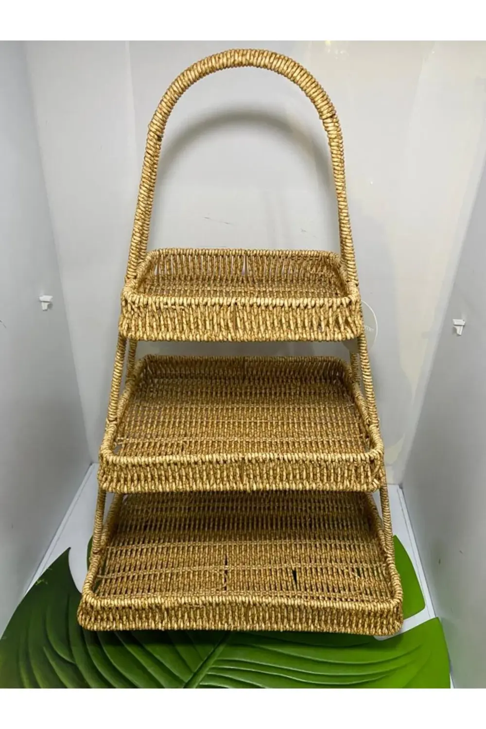 Perotti 3 Katlı Rattan Sunum Tepsisi Dikdörtgen