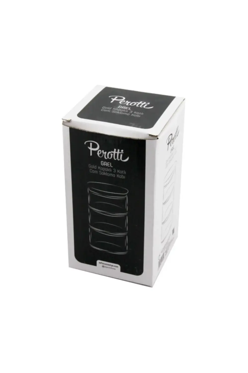 Perotti Gael 3 Katlı Cam Saklama Kabı - Altın