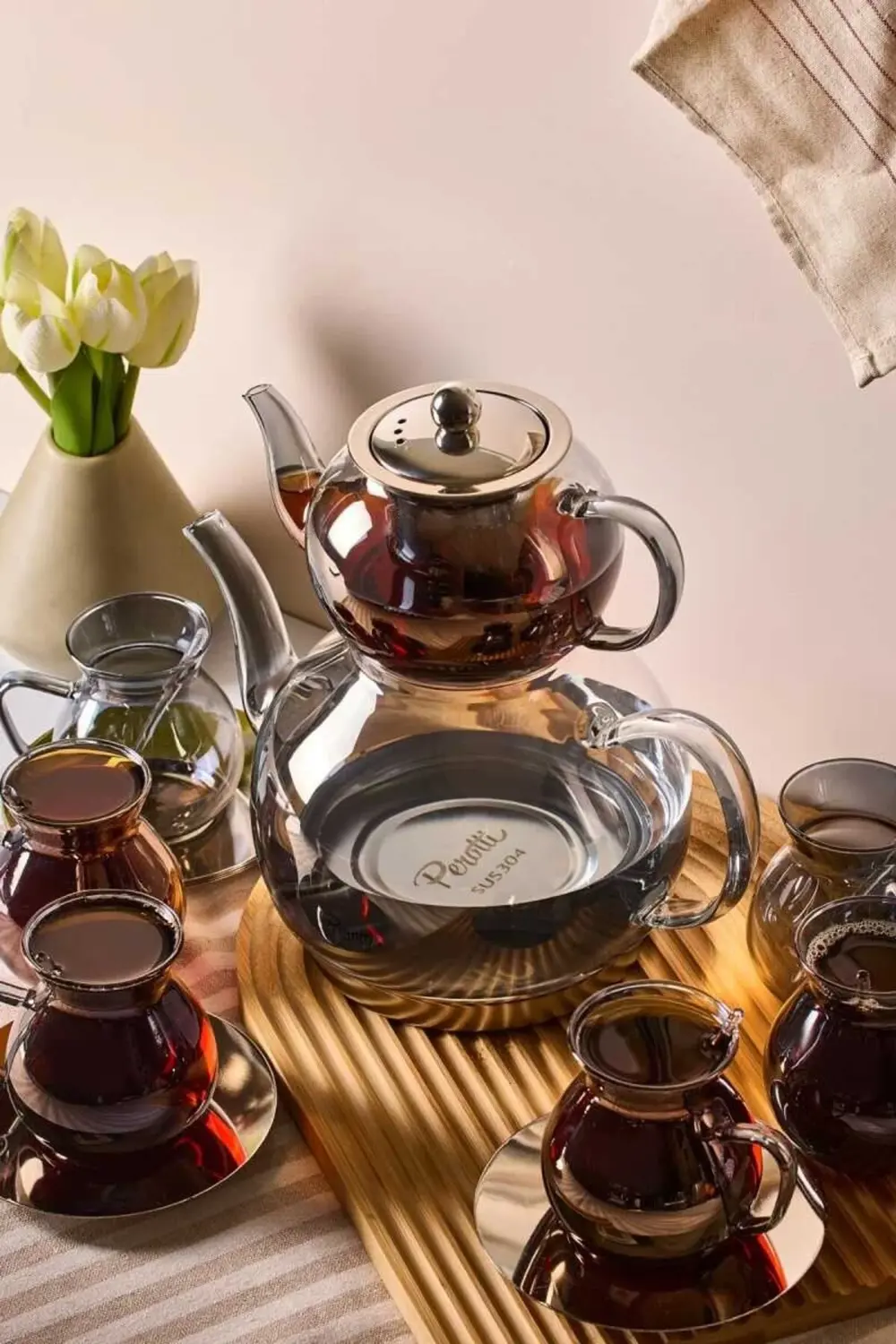 Perotti Keyf-i Ala Füme Premium 20 Parça Indüksiyon Tabanlı Boros