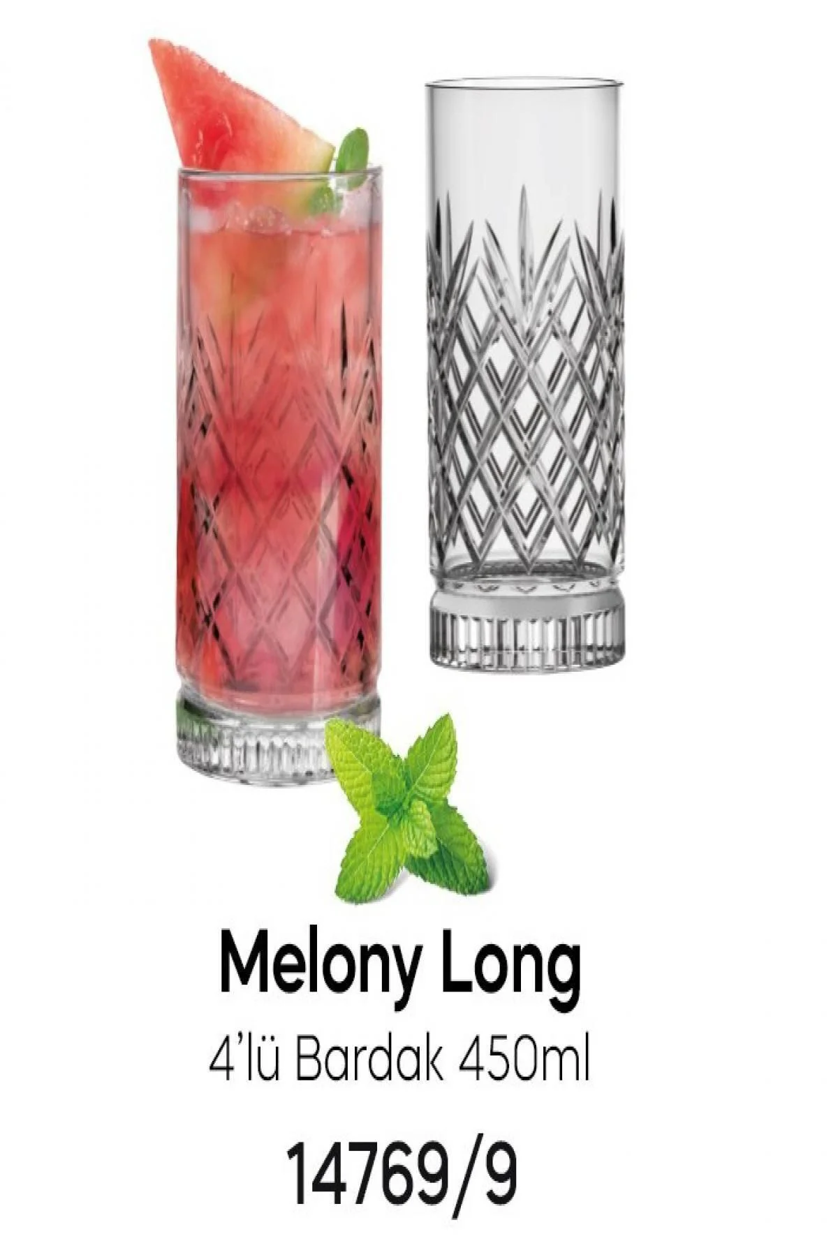 PEROTTİ MELONY LONG 4`LÜ BARDAK 450ML 14769