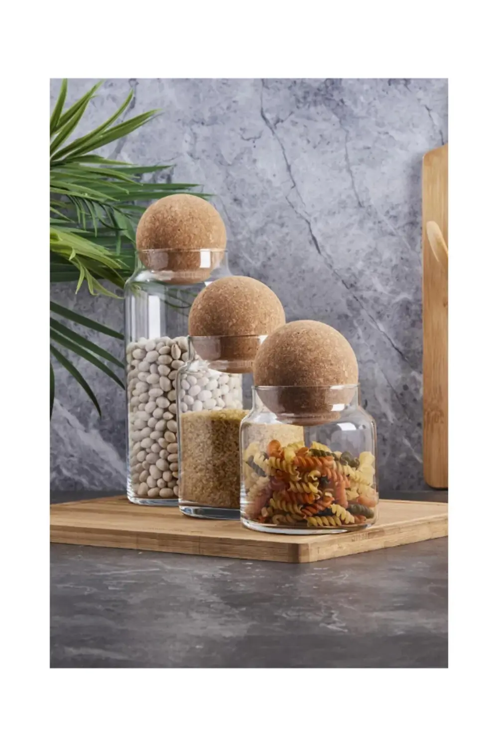 Perotti Sughero 3'lü Top Mantar Kapaklı Cam Kavanoz Ve Baharatlık