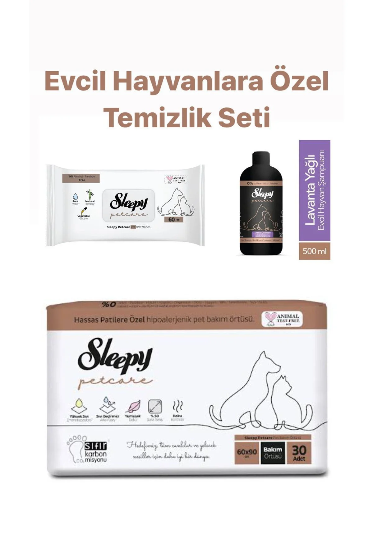 Petcare 30 Adet Çiş Pedi 60 Adet Evcil Hayvan Islak Mendili Evcil Hayvan Şampuanı 500ml Fiyatı, Yorumları ve Özellikleri