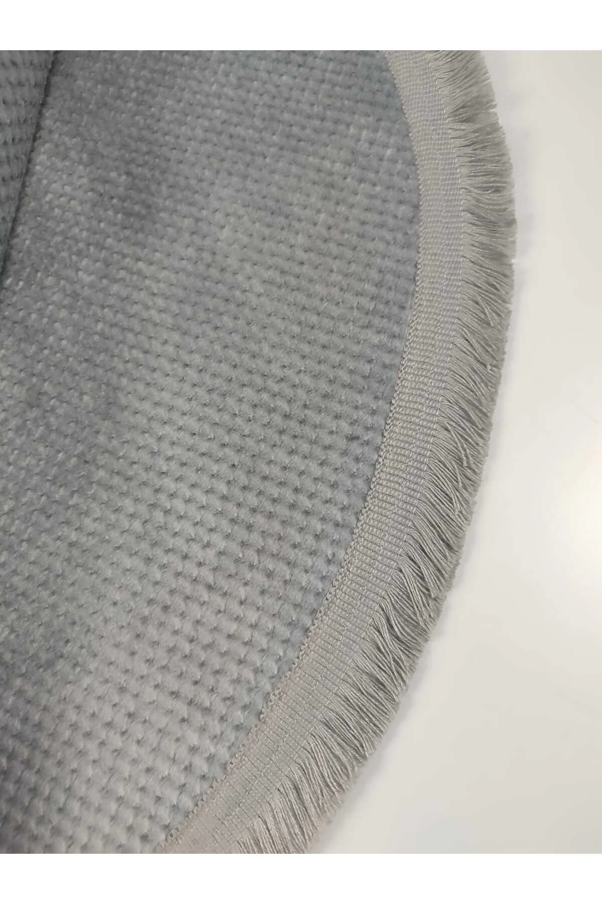 Petek Dokulu Gri Renk Oval Saçaklı Kaymaz Tabanlı Salon Mutfak Antre Koridor Halısı Petek Dokulu Gri Renk Oval Saçaklı Kaymaz Tabanlı Salon Mutfak Antre Koridor Halısı
