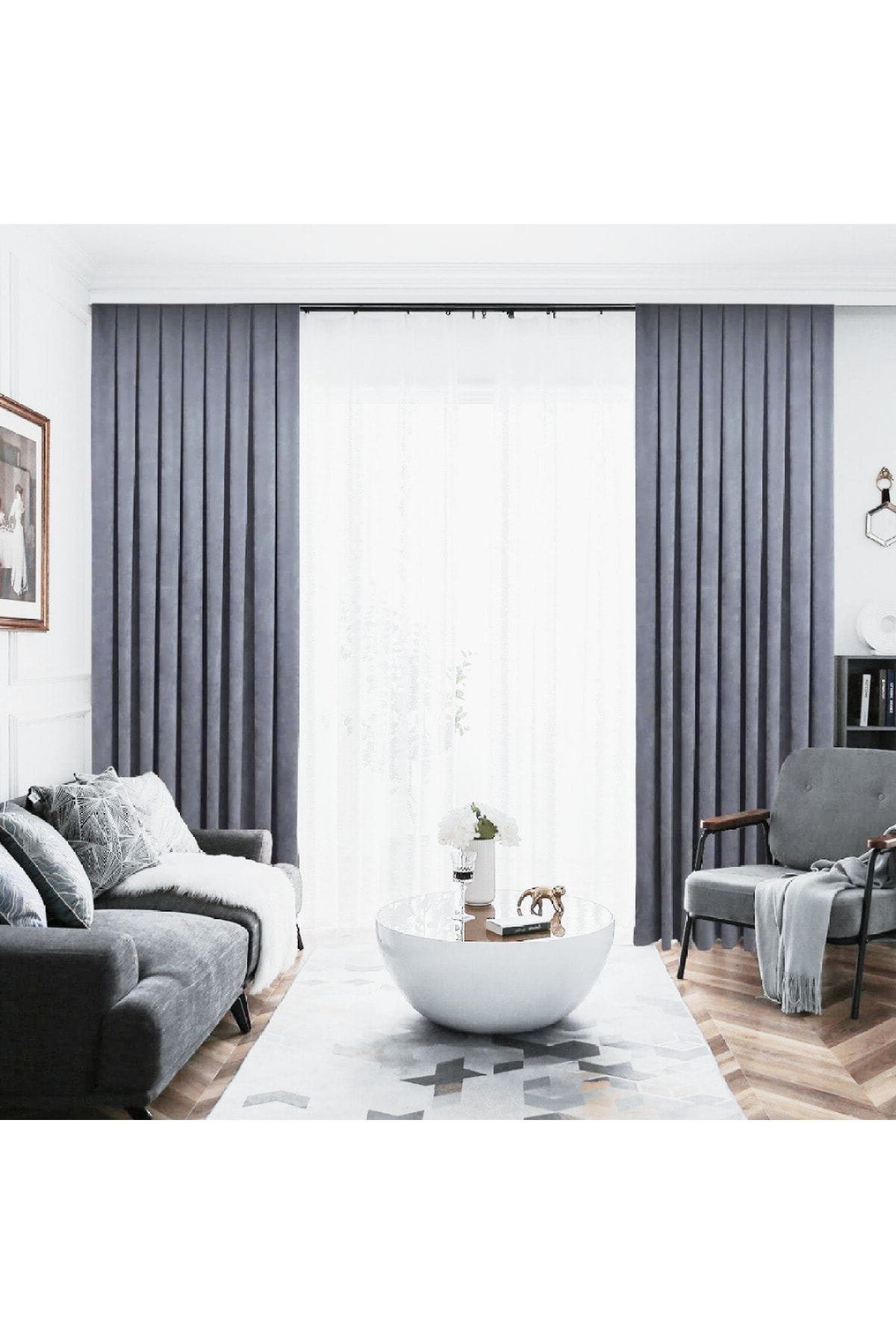 Petek Dokulu Kadife Görünümlü Dökümlü Yüksek Kaliteli Fon Perde 1