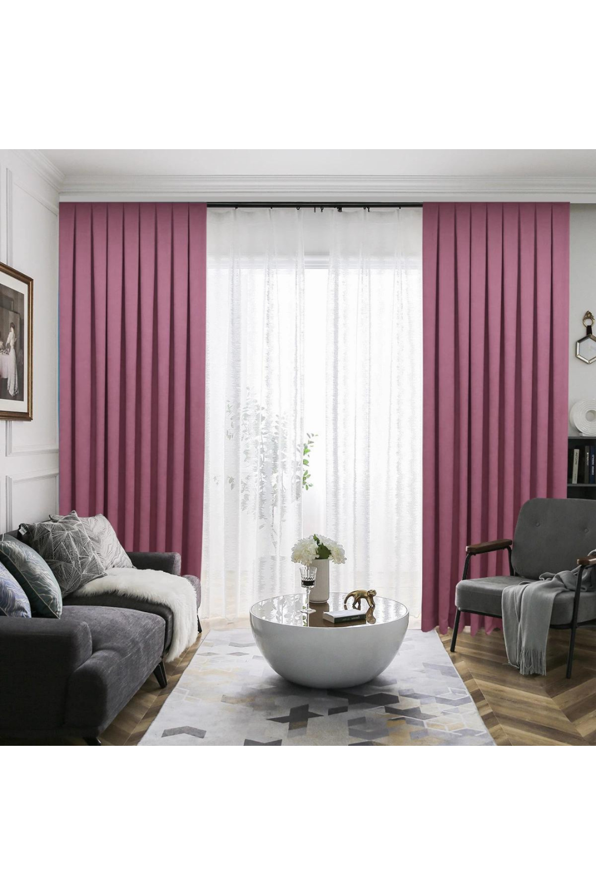 Petek Dokulu Kadife Modern Yüksek Kaliteli Fon Perde 1/3 Sık Pile