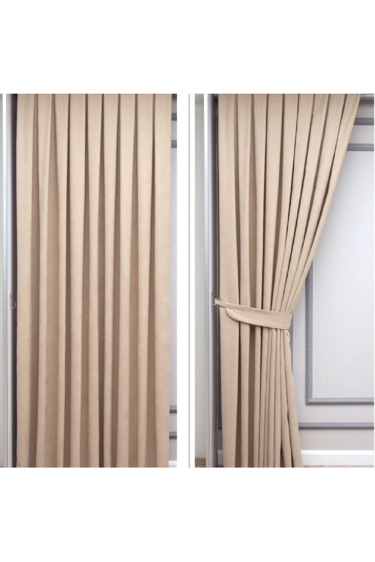 Petek Dokulu Kadife Görünümlü Dökümlü Yüksek Kaliteli Fon Perde 1