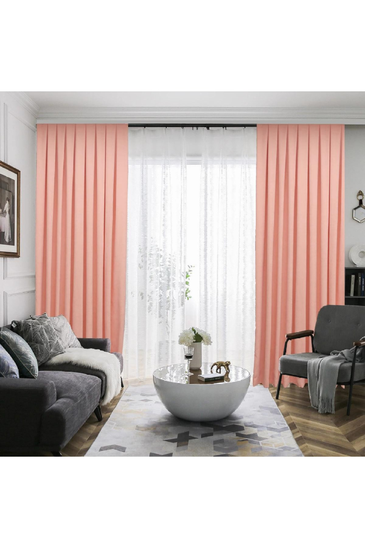 Petek Dokulu Kadife Dökümlü Yüksek Kaliteli Fon Perde 1/3 Sık Pil