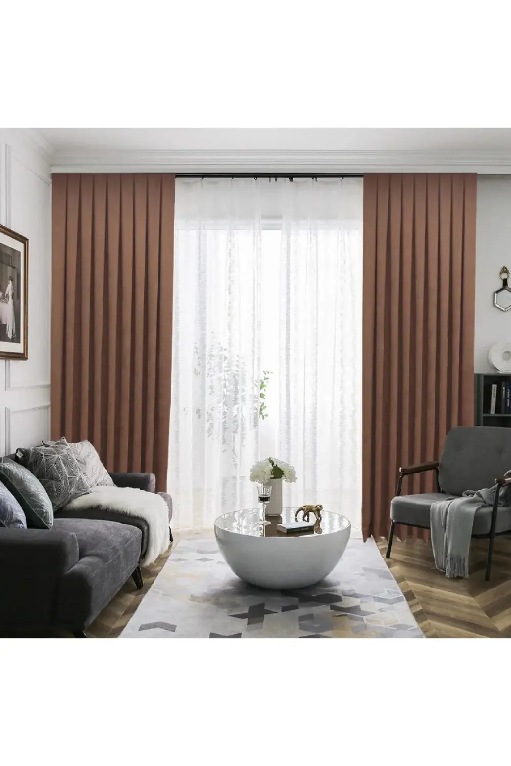 Petek Dokulu Kadife Görünümlü Dökümlü Yüksek Kaliteli Fon Perde 1