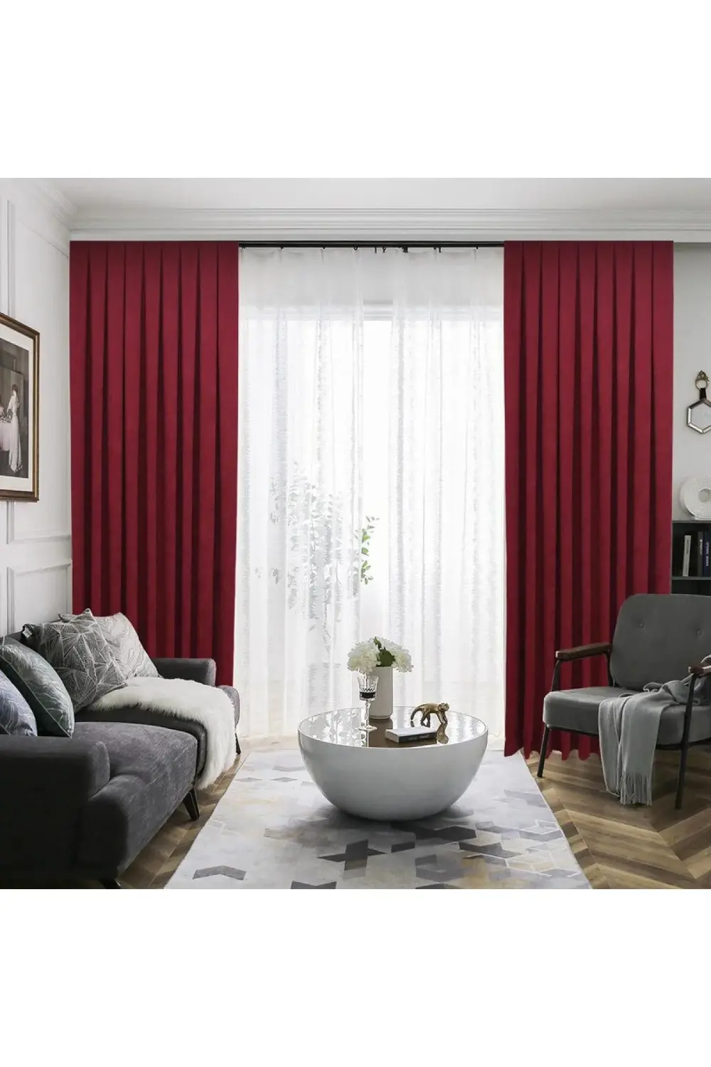 Petek Dokulu Kadife Görünümlü Dökümlü Yüksek Kaliteli Fon Perde 1