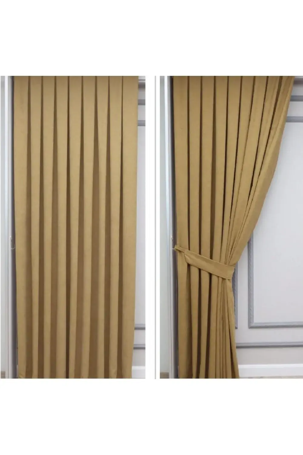 Petek Dokulu Kadife Görünümlü Dökümlü Yüksek Kaliteli Fon Perde 1