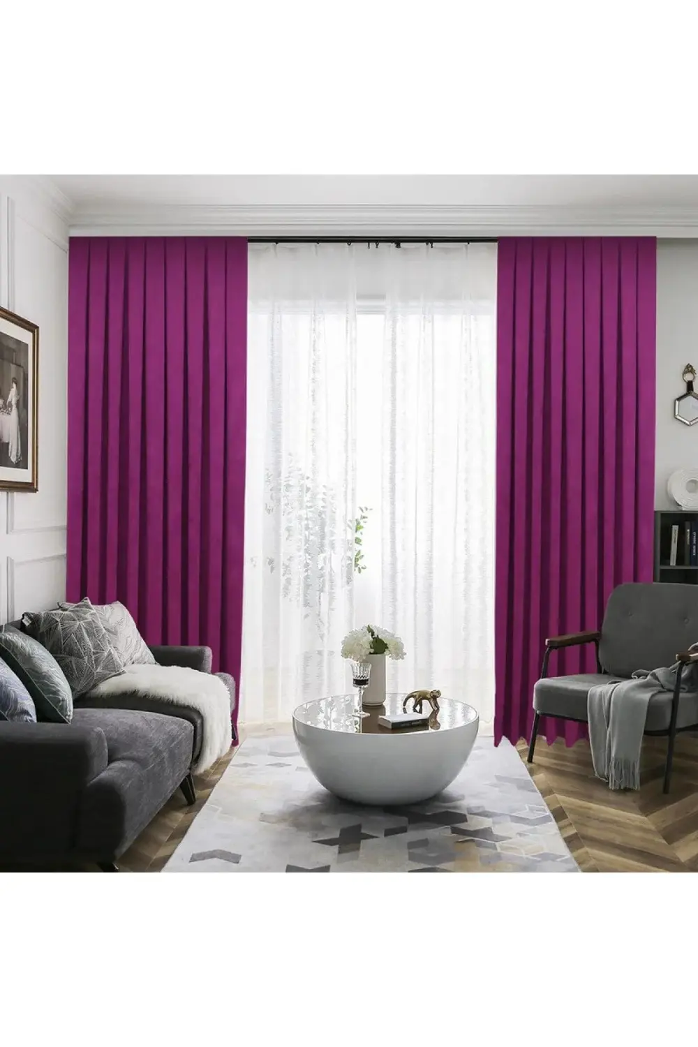 Petek Dokulu Kadife Görünümlü Dökümlü Yüksek Kaliteli Fon Perde 1