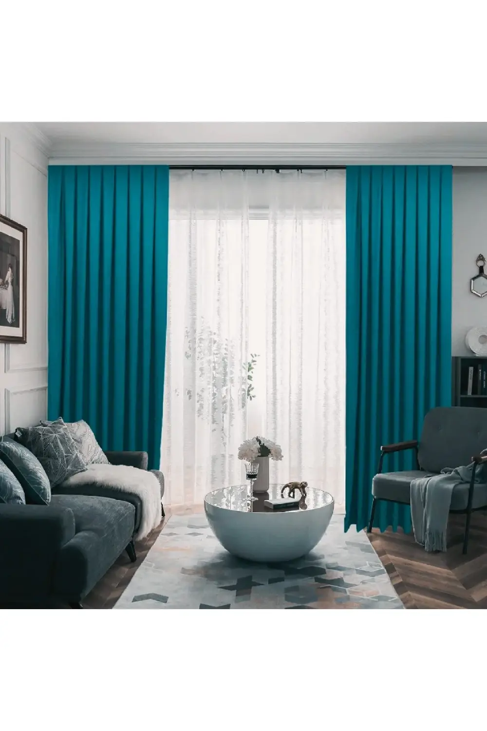 Petek Dokulu Kadife Görünümlü Dökümlü Yüksek Kaliteli Fon Perde 1