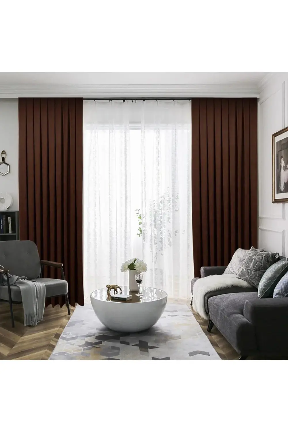 Petek Dokulu Kadife Görünümlü Dökümlü Yüksek Kaliteli Fon Perde 1