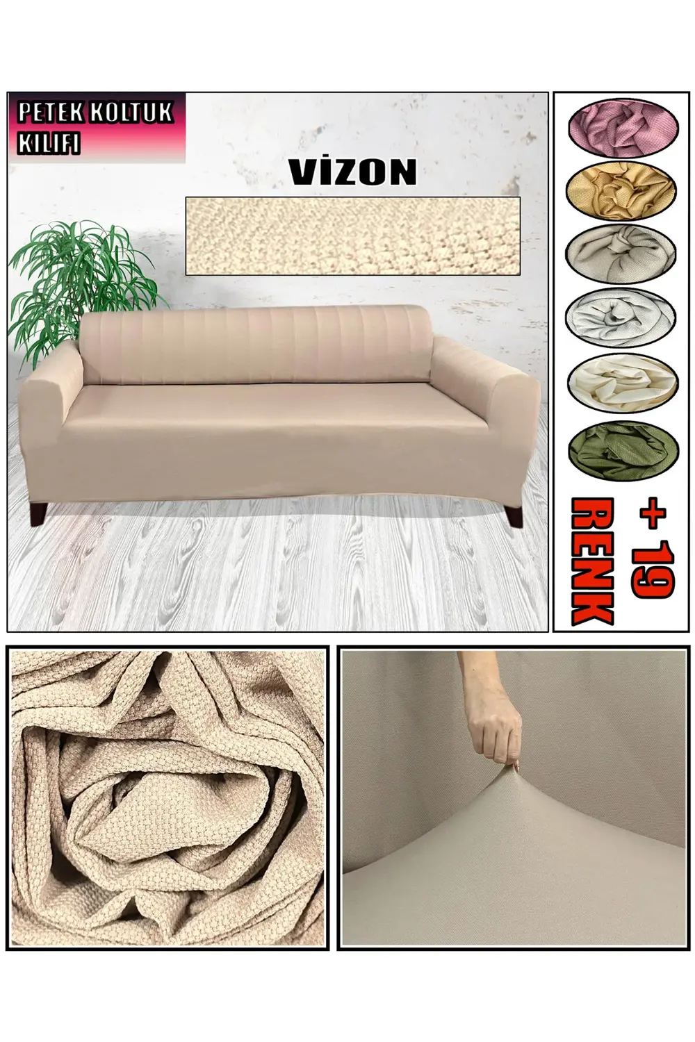 PETEK KUMAŞ ÜÇLÜ KOLTUK & ÇEKYAT KOLTUK KILIFI