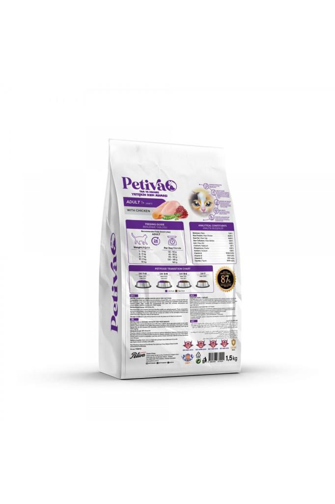 Petiva Tavuklu Yetişkin Kedi Maması 1,5 Kg