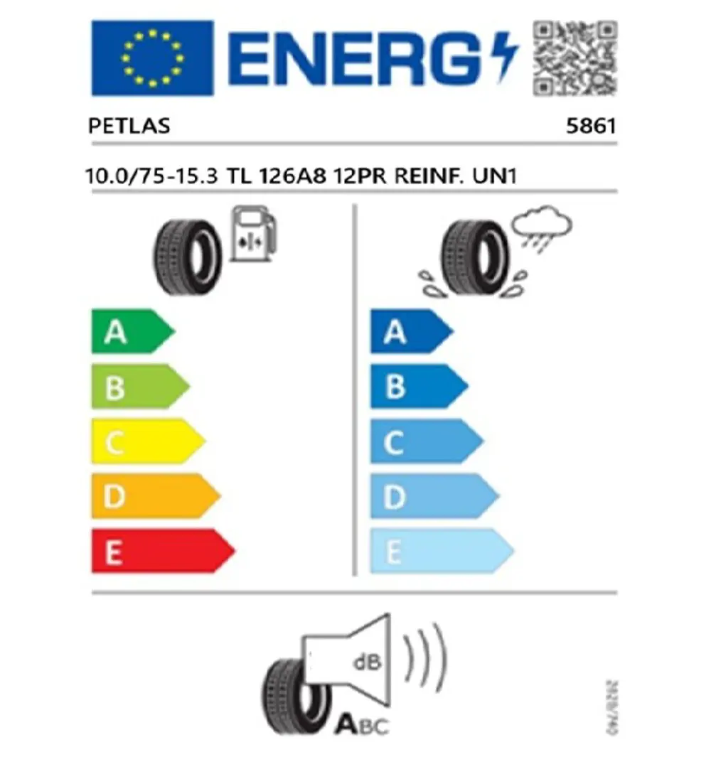 Petlas 10.0/75-15.3 TL 126A8 12PR REINF. UN1 Yeni Nesil Römork La