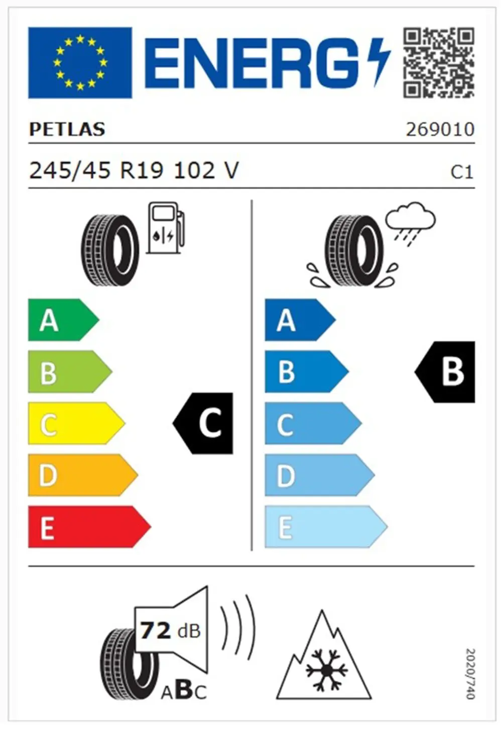 Petlas 245/45 R19 TL 102V REINF. SNOWMASTER 2 SPORT Kış Lastiği (