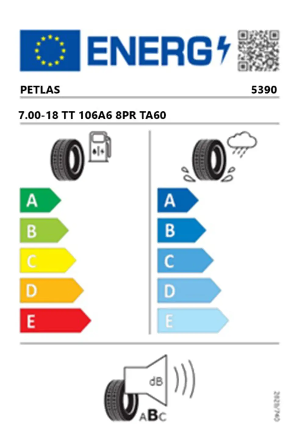 Petlas 7.00-18 TT 106A6 8PR TA60 Traktör Ön Lastiği (Üretim Tarih