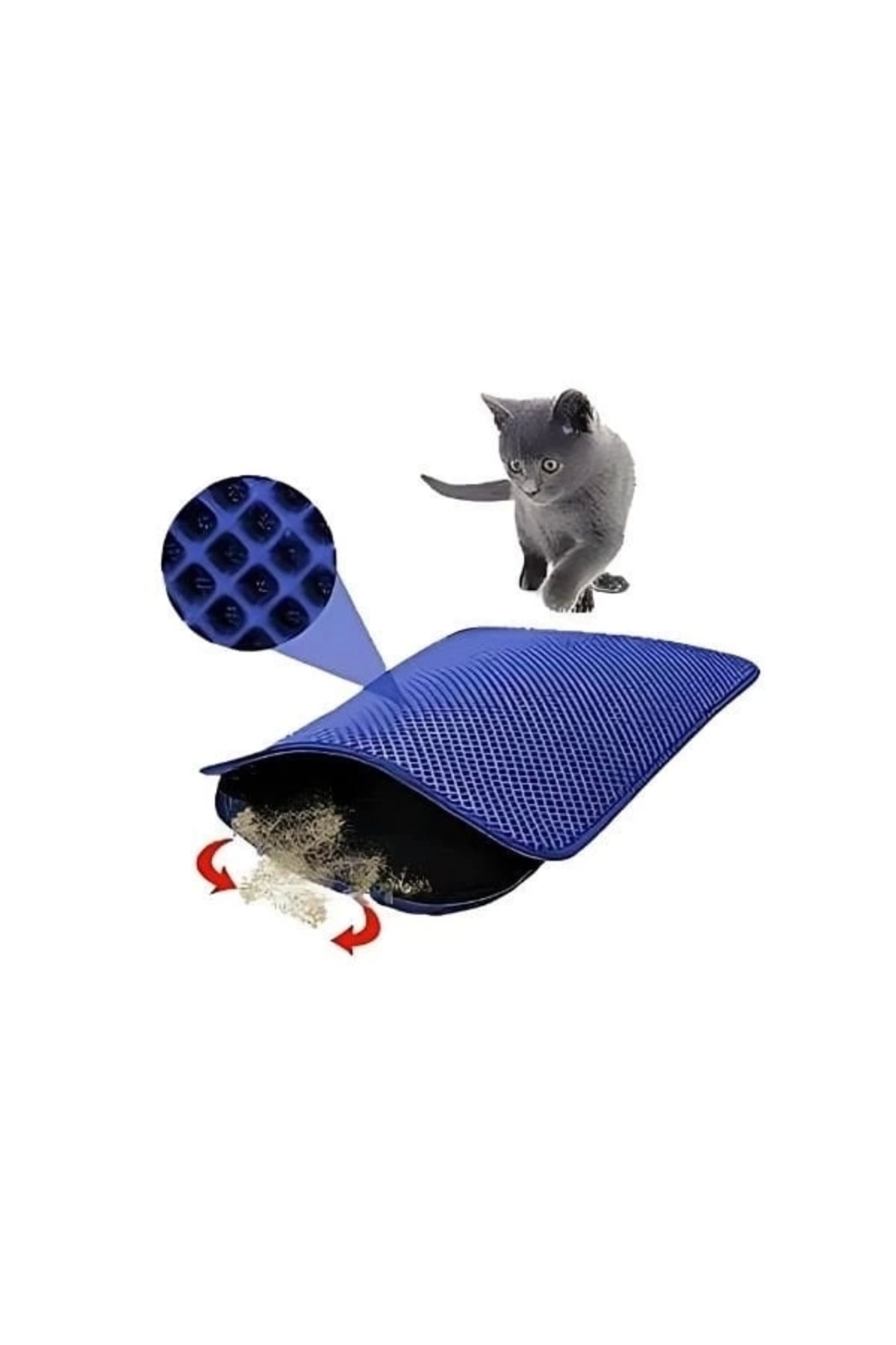 Flip Petpretty Elekli Kedi Tuvaleti Paspası 50X60 Cm Mavi