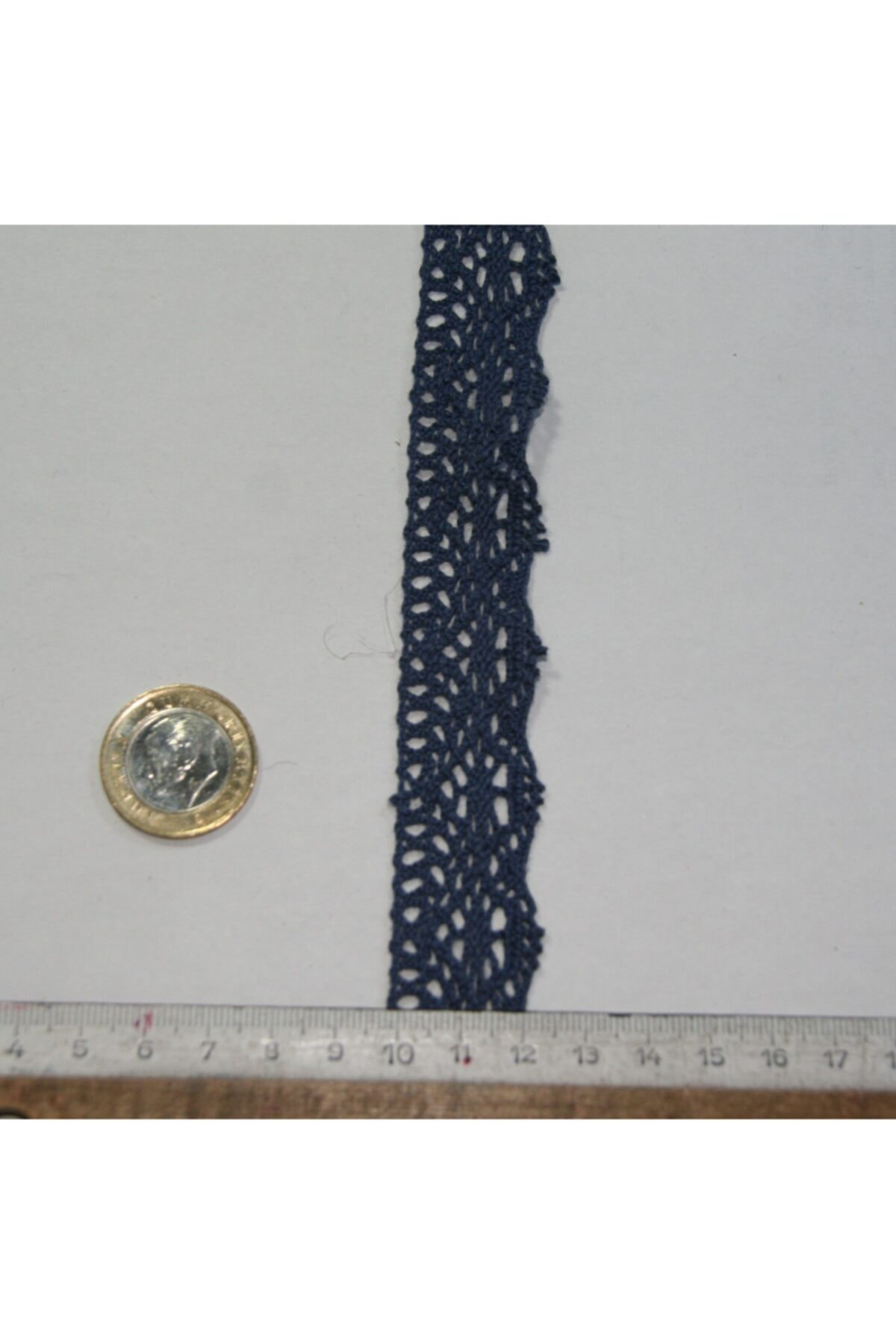 Tuhafiyecimiz Petrol Mavi Renkli Pamuklu Dantel