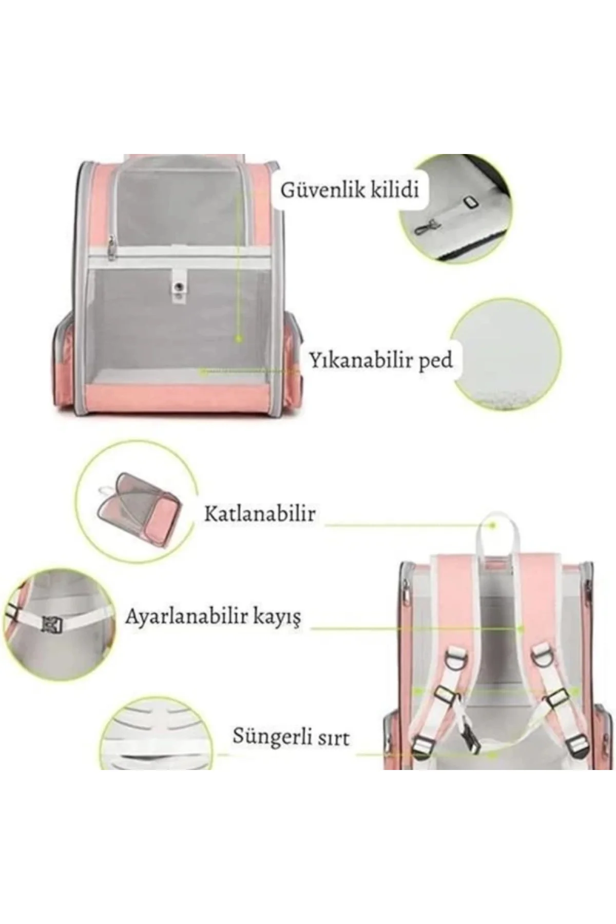 PettyBag Kedi/Köpek Seyahat Çantası (Pembe)