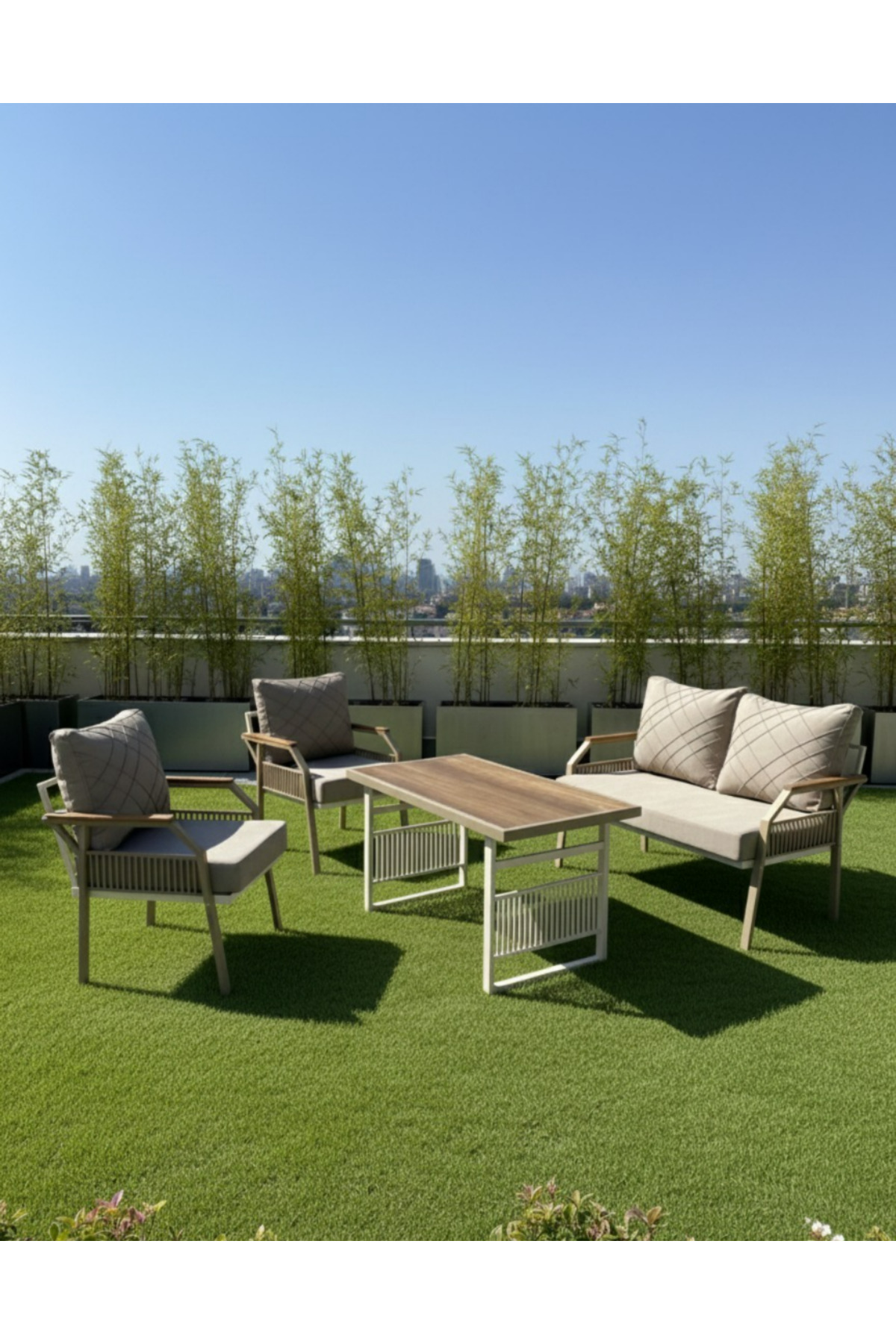 Petunia 211 Masalı Cappuccino Bahçe & Balkon Mobilya Takımı Çay S