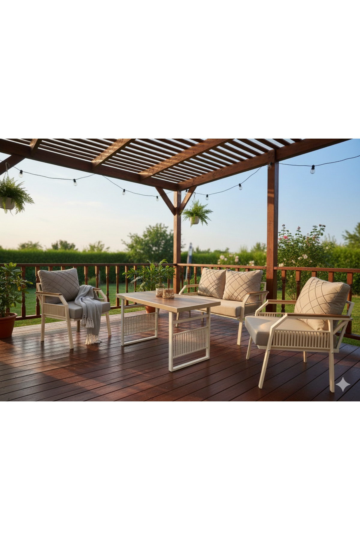 Petunia 211 Masalı Cappuccino Bahçe & Balkon Mobilya Takımı Çay S