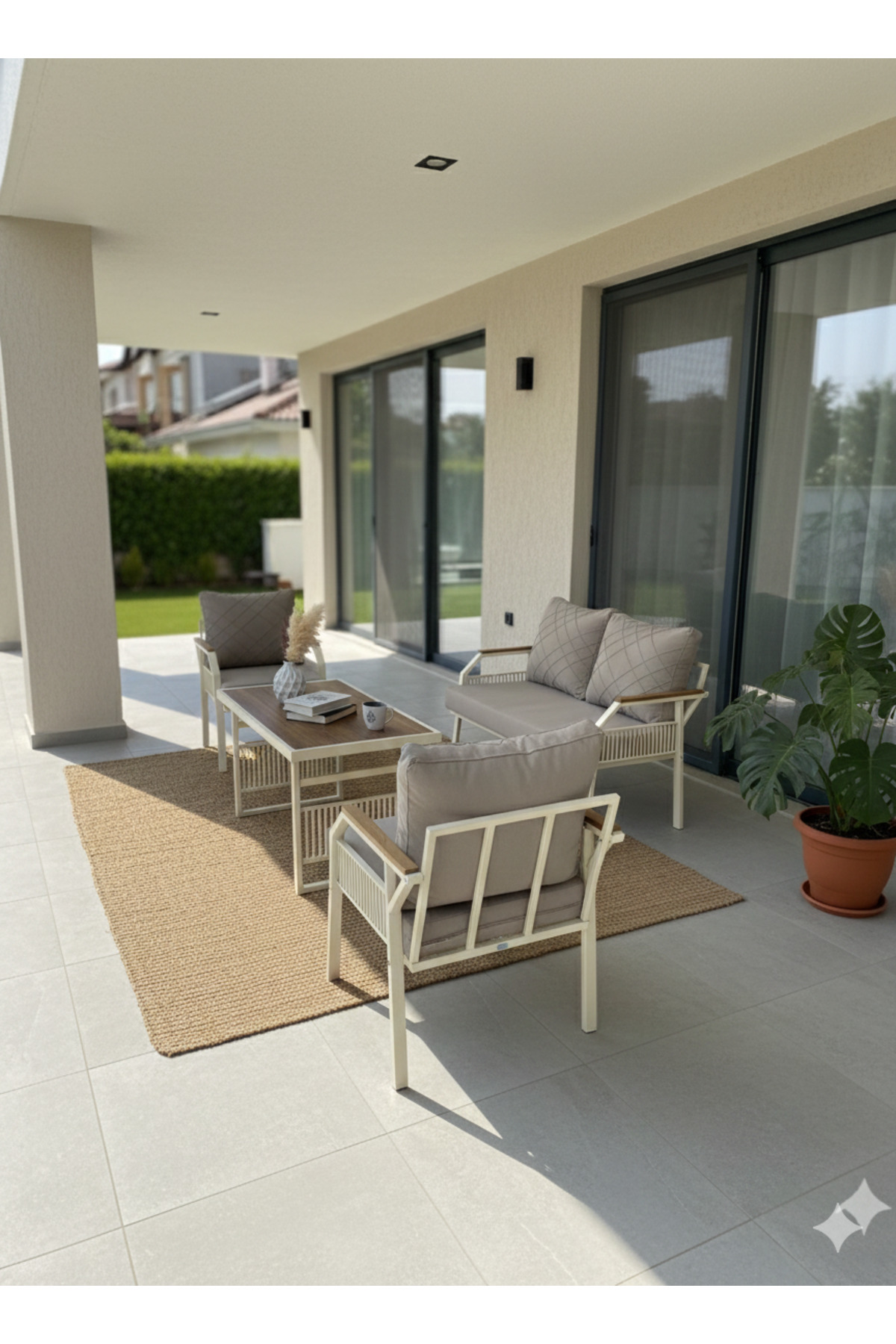 Petunia 211 Masalı Cappuccino Bahçe & Balkon Mobilya Takımı Çay S