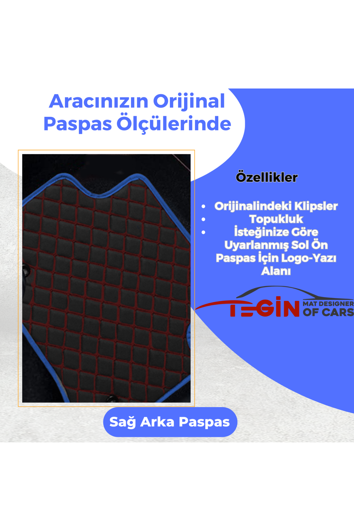 Peugeot 106 1991-2003 Prime Siyah Kırmızı Deri Mavi Kenar Paspas