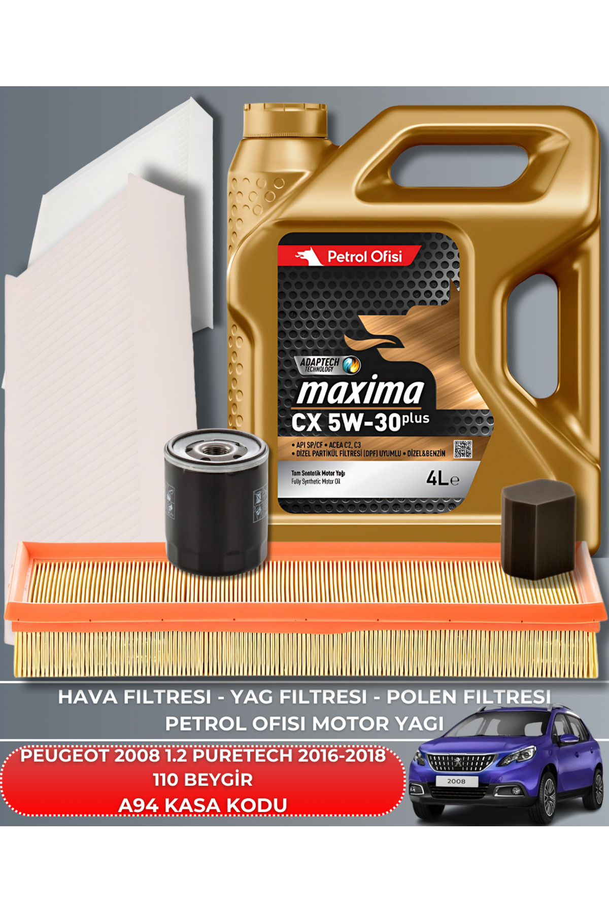 Petrol Ofisi Peugeot 2008 1.2 Puretech 2016-2017-2018 110 Beygir Filtre - Yag