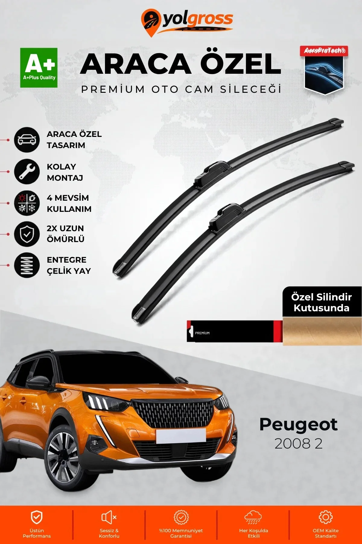 Peugeot 2008 2 Ön Cam Silecek Seti 2019 Üzeri Premium Araca Özel 60-40 Cm A+ Kalite