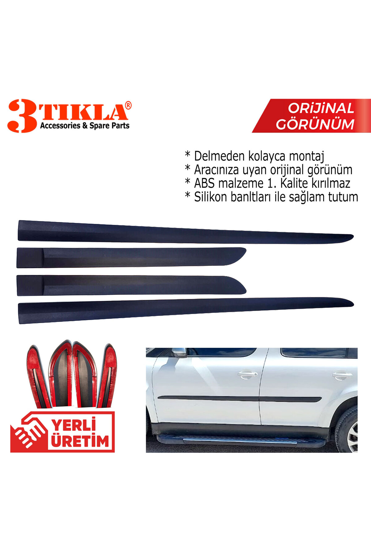 Peugeot 2008 2013-2018 Kırılmaz ABS Yan Kapı Koruma Çıtası Siyah 