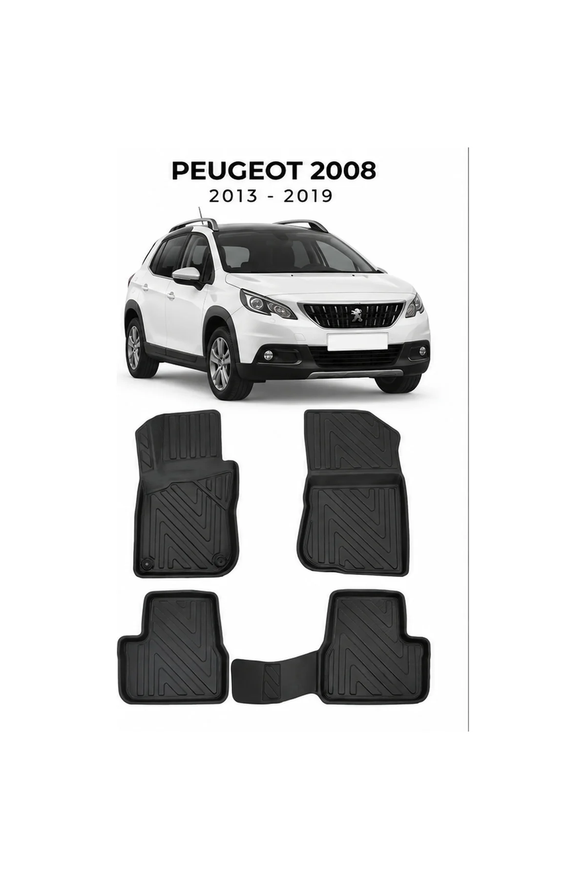 Peugeot 2008 2013-2019 Karbon Desenli Premium 3D Havuzlu Oto Paspas