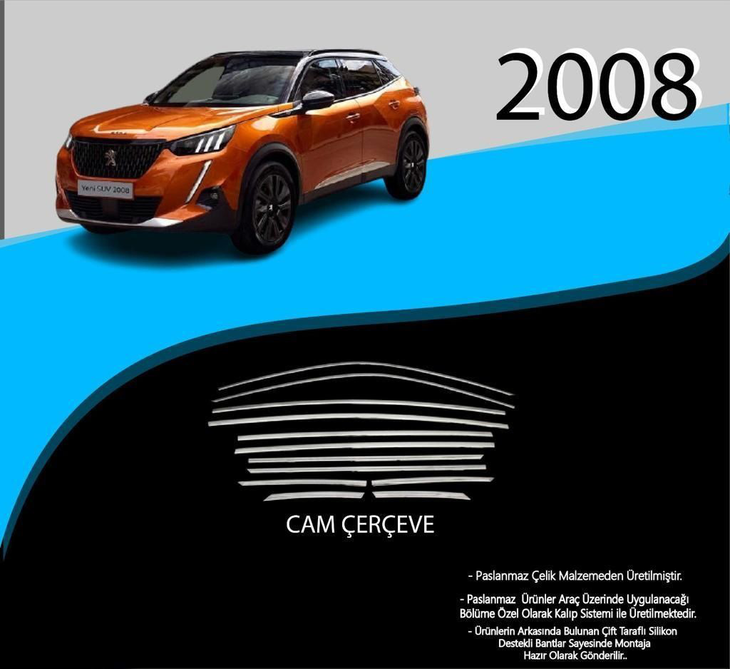 Peugeot 2008 Uyumlu Krom Cam Çerçevesi 12 Parça Peugeot 2008 Uyumlu Krom Cam Çerçevesi 12 Parça