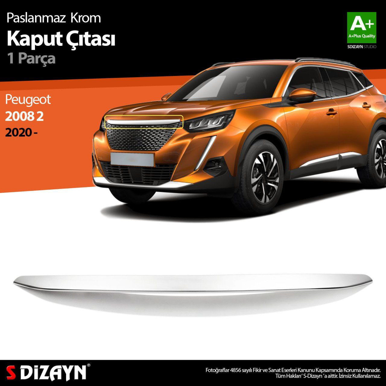 Peugeot 2008 Uyumlu 2 Krom Kaput Çıtası 2020 Üzeri Peugeot 2008 Uyumlu 2 Krom Kaput Çıtası 2020 Üzeri