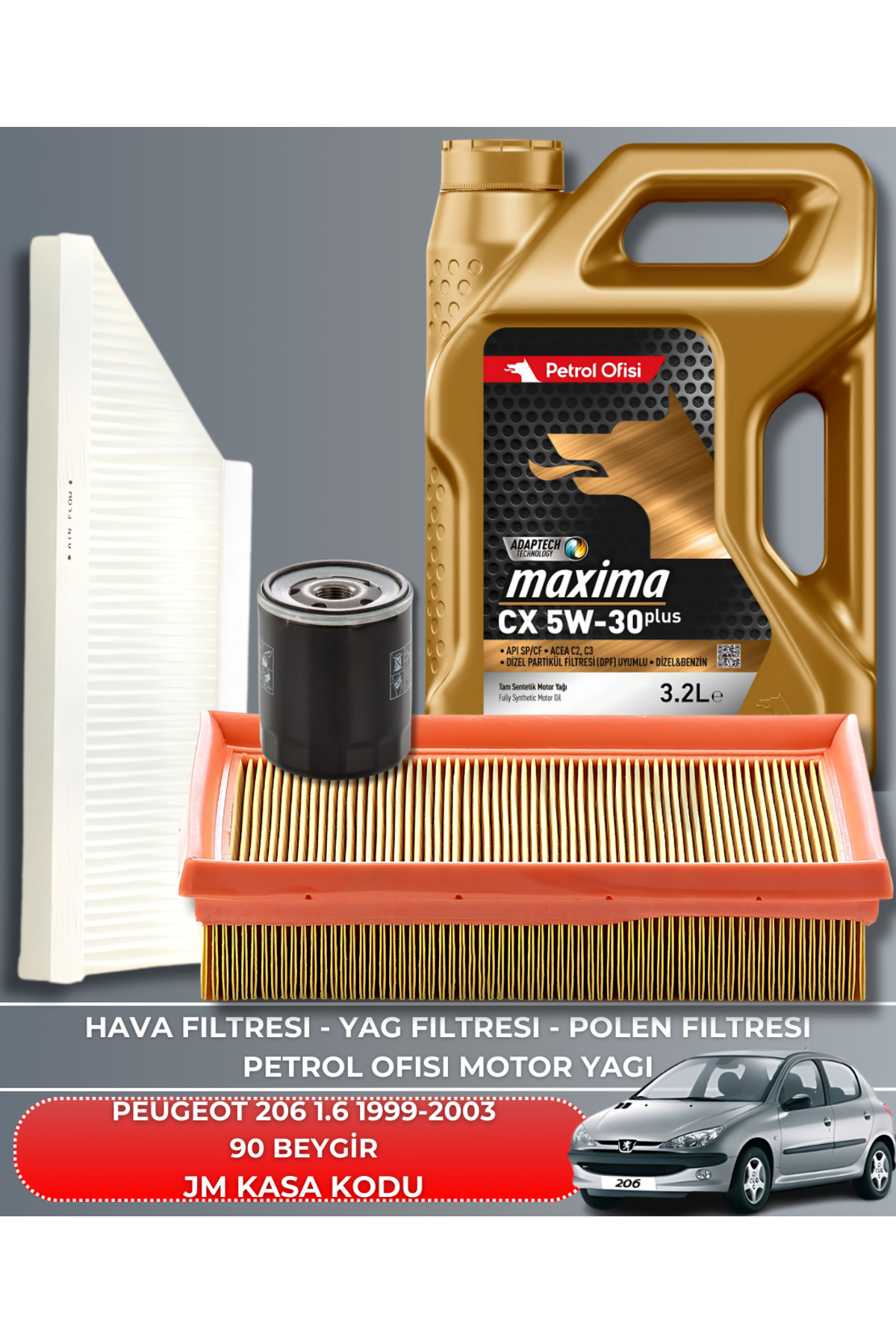 PEUGEOT 206 1.6 1999-2000-2001-2002-2003 90 BEYGİR FİLTRE - YAG B