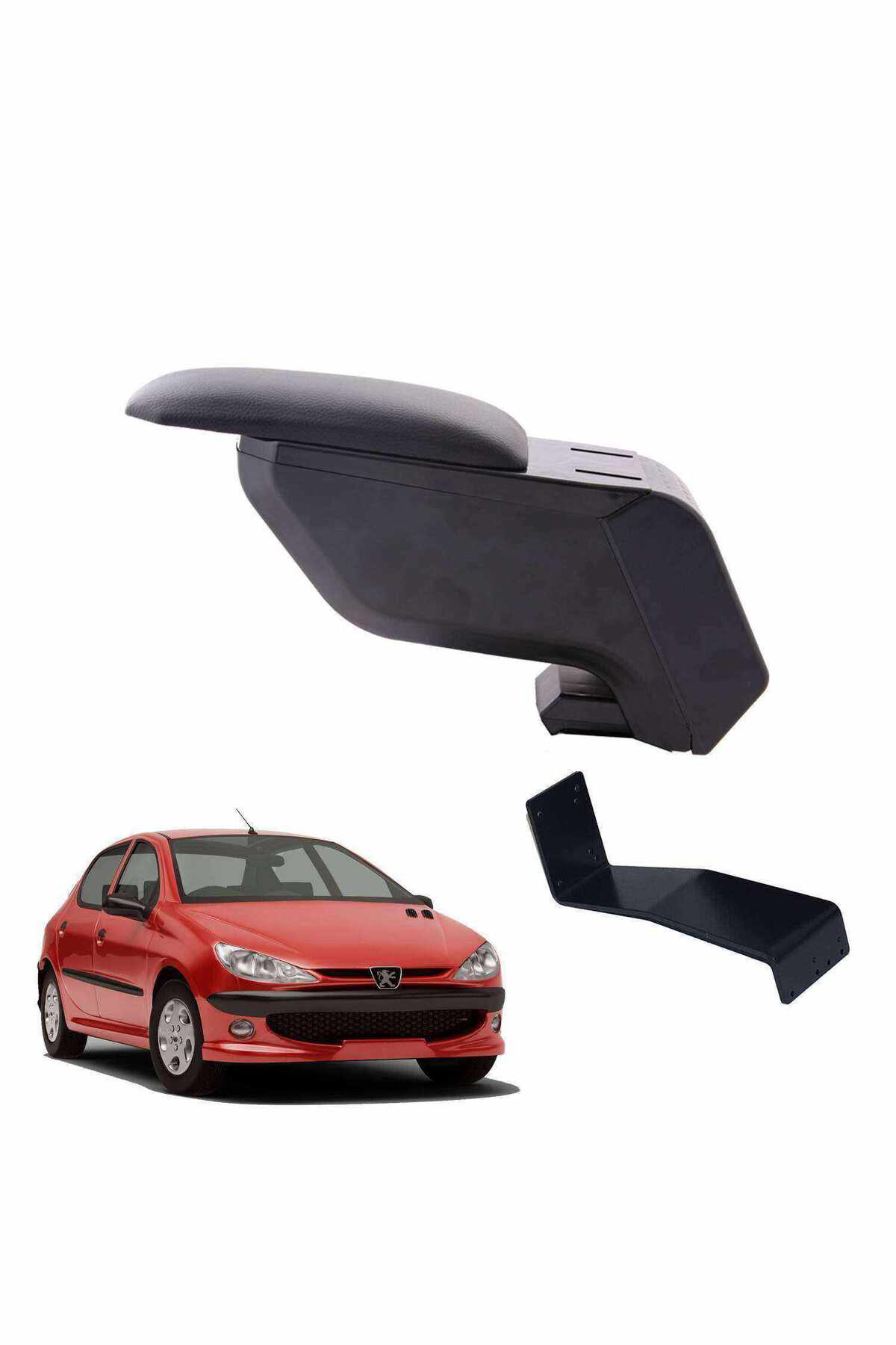 Peugeot 206 2013 Delmesiz Çelik Ayaklı Siyah Kolçak Kol Dayama