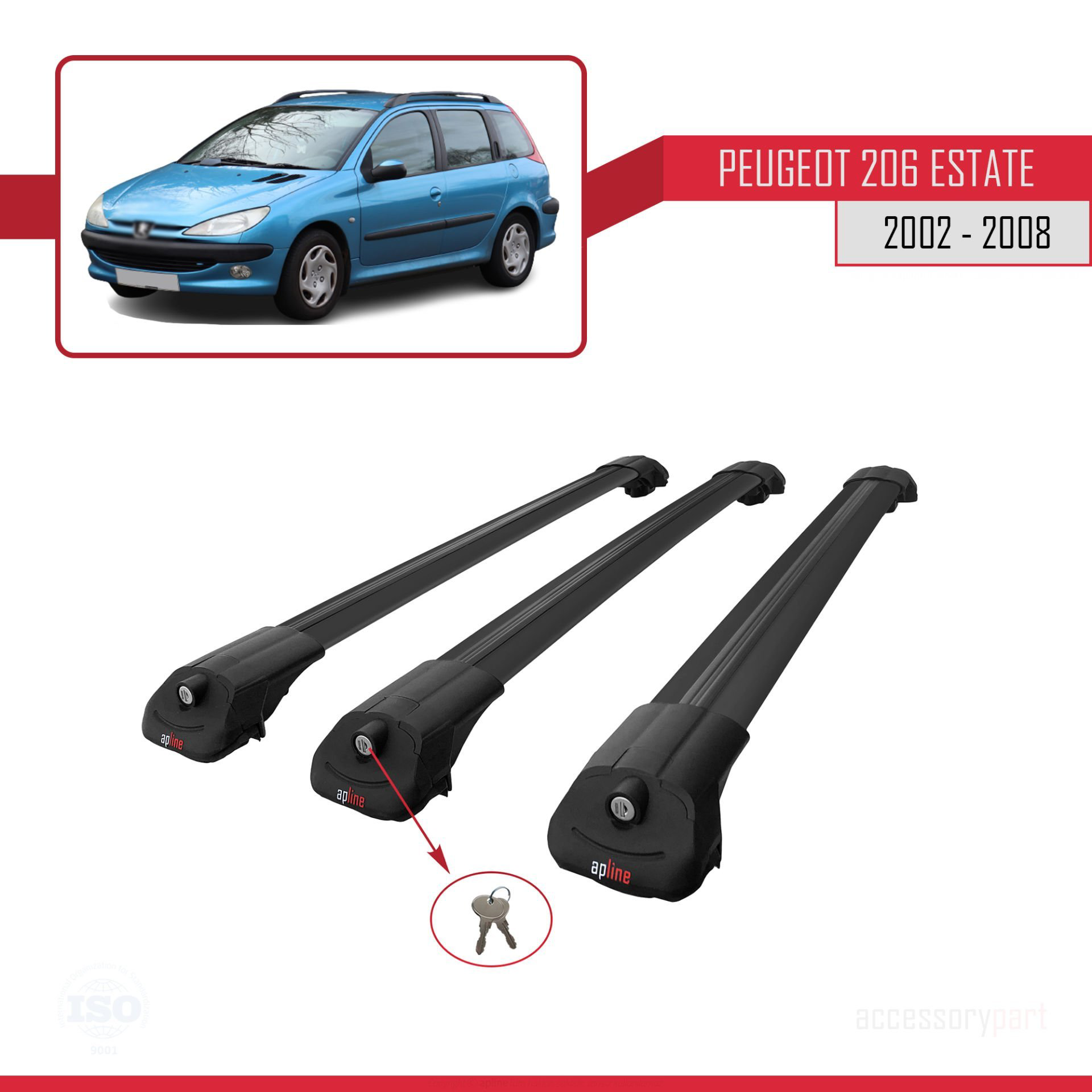 Peugeot 206 Estate 2002-2008 Arası ile uyumlu ACE-1 Ara Atkı Tava