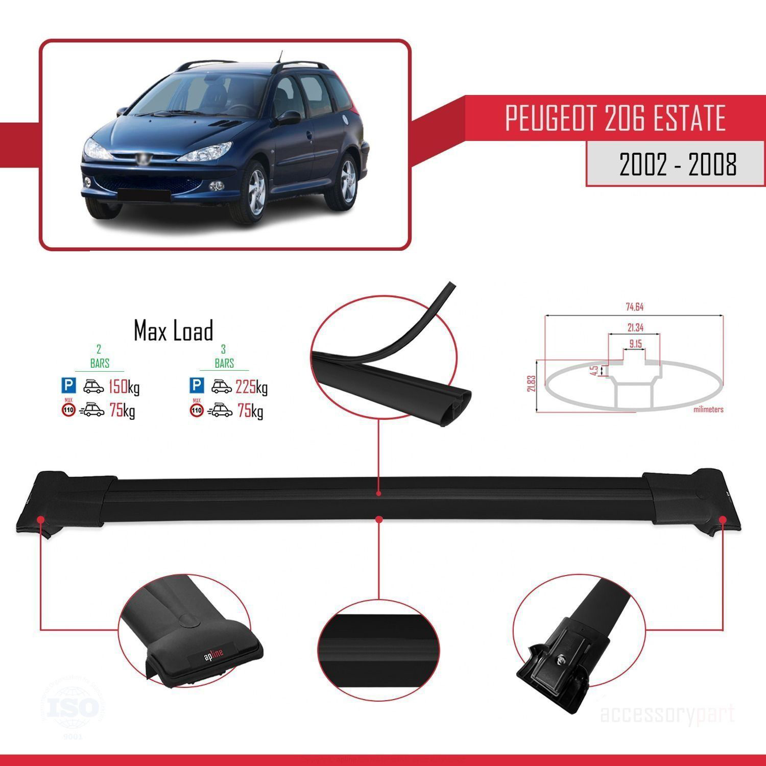 Peugeot 206 Estate 2002-2008 Arası ile uyumlu FLY Model Ara Atkı 