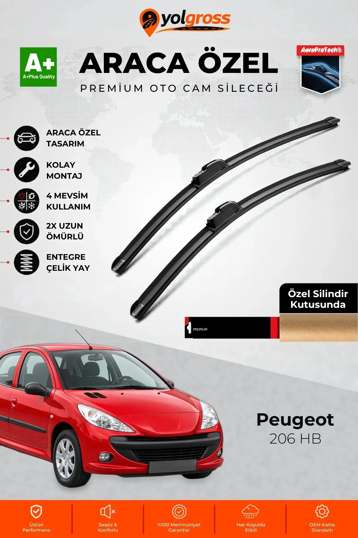 Peugeot 206 HB Ön Cam Silecek Seti 2009-2012 Premium Araca Özel 65-40 Cm A+ Kalite Peugeot 206 HB Ön Cam Silecek Seti 2009-2012 Premium Araca Özel 65-40 Cm A+ Kalite