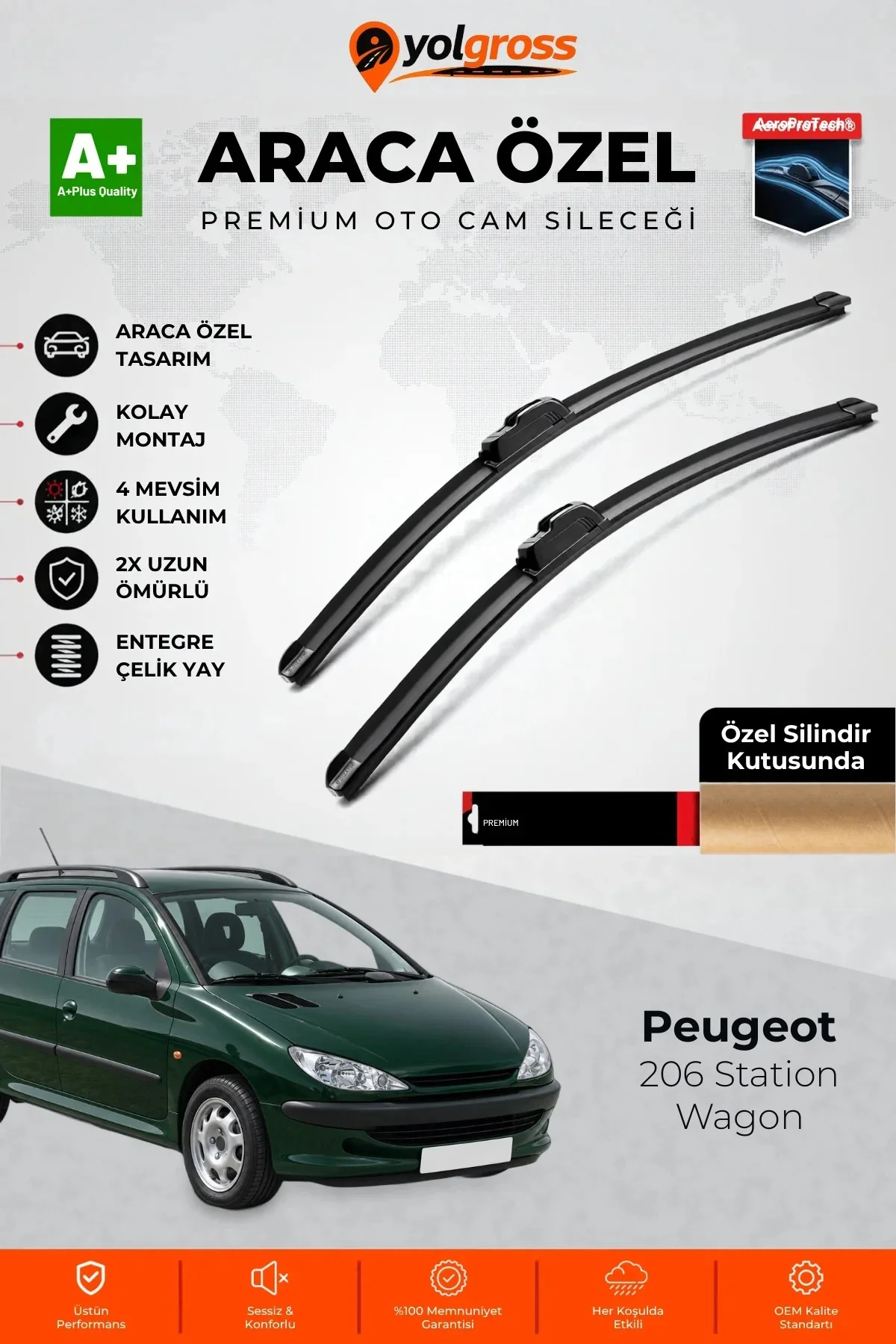 Peugeot 206 Station Wagon Ön Cam Silecek Seti 2002-2006 Premium Araca Özel 65-40 Cm A+ Kalite Peugeot 206 Station Wagon Ön Cam Silecek Seti 2002-2006 Premium Araca Özel 65-40 Cm A+ Kalite