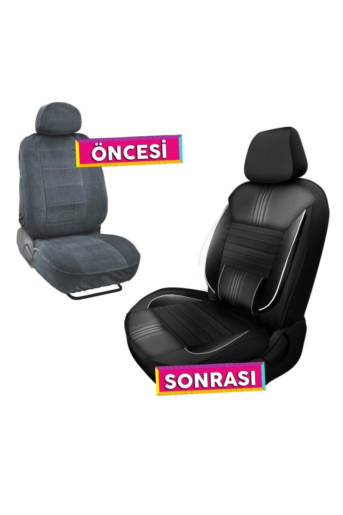 Peugeot 206 Uyumlu Koltuk Kılıfı Talos Serisi Carbon Deri - Siyah