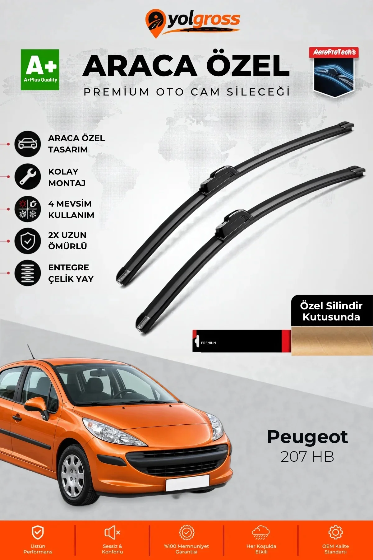 Peugeot 207 HB Ön Cam Silecek Seti 2006-2012 Premium Araca Özel 65-43 Cm A+ Kalite