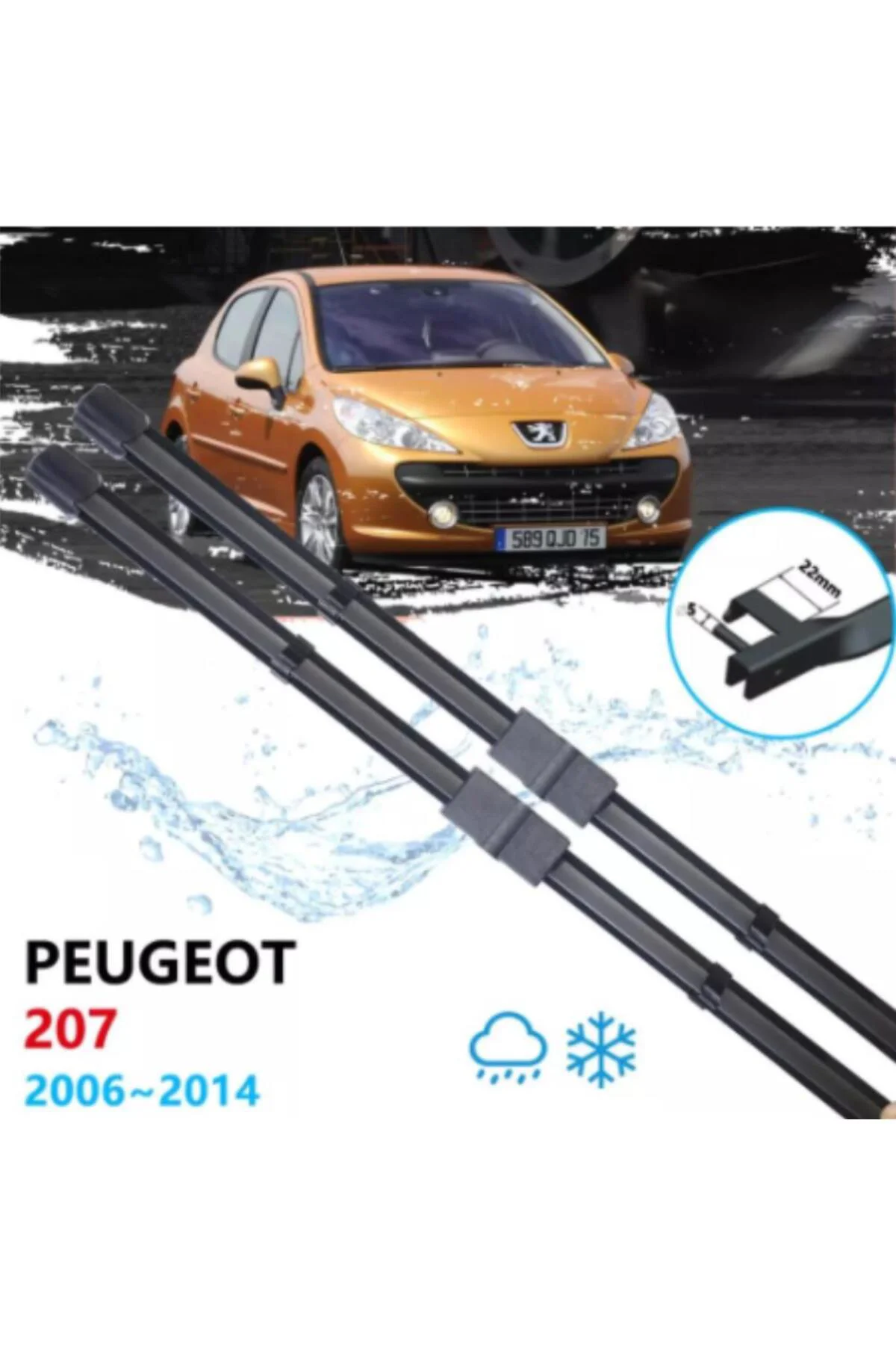 Peugeot 207 Ön Cam Silecek Süpürgesi Takımı 2006--2014