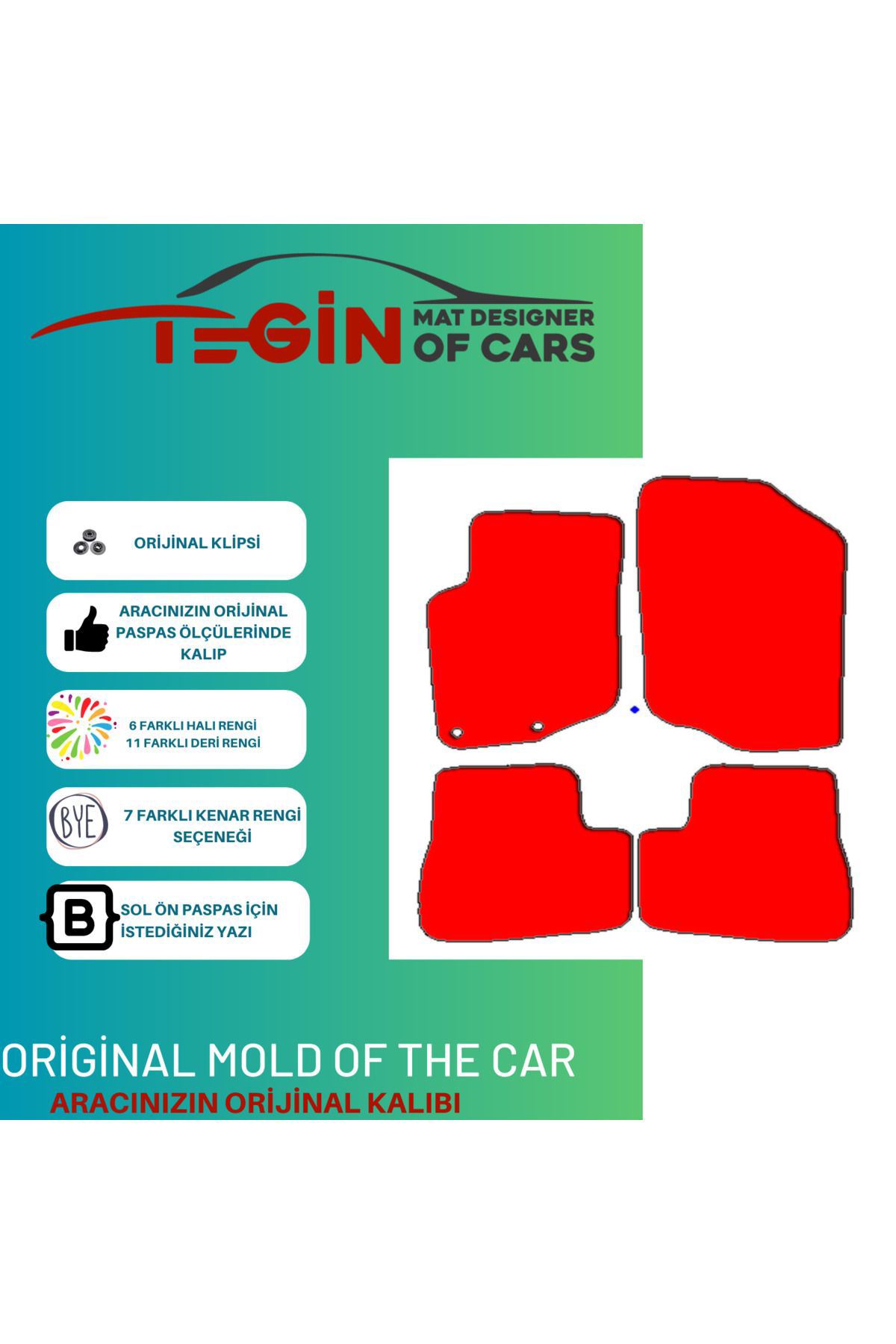 Peugeot 207 Serisi Prime Siyah Beyaz Deri Siyah Kenar Paspas