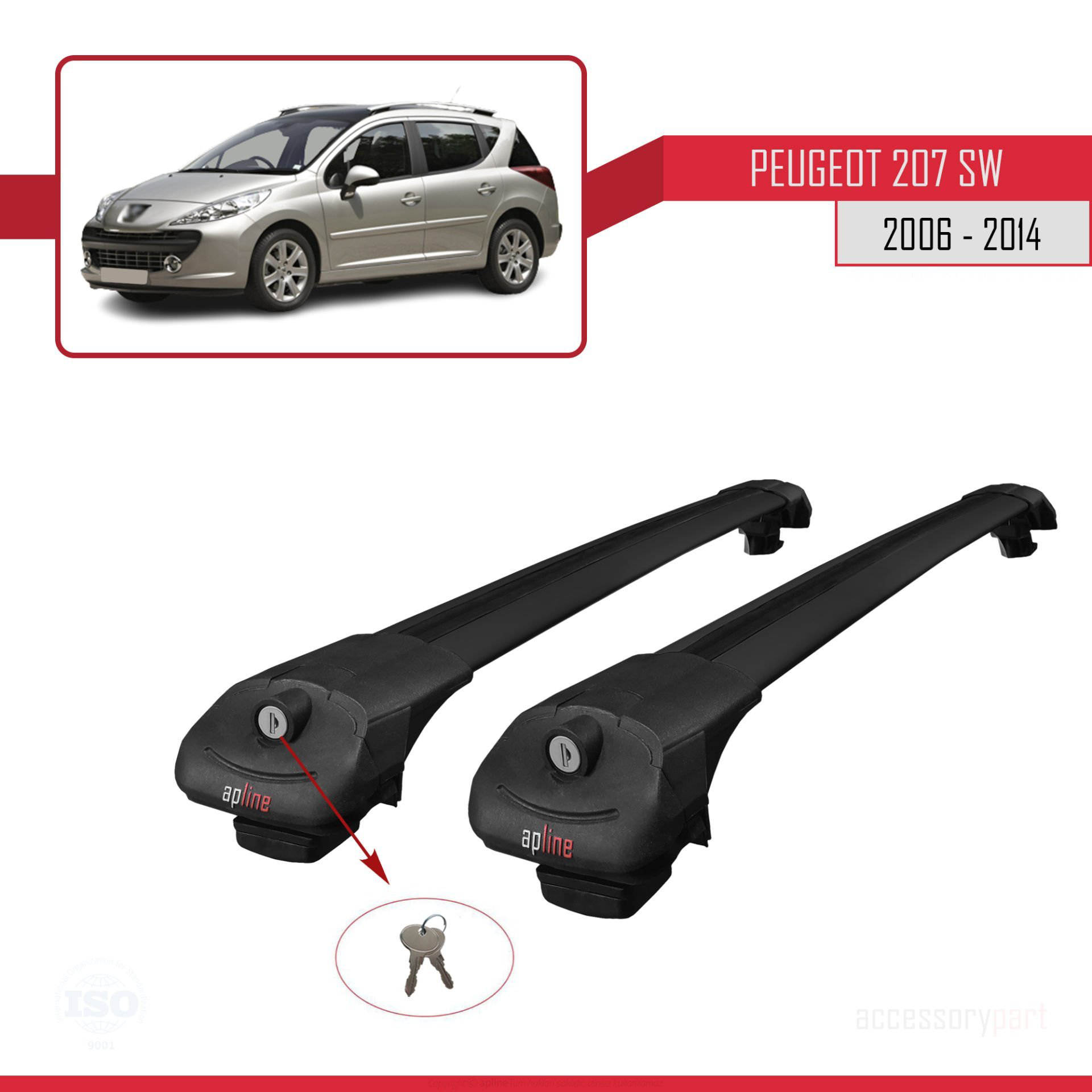 Peugeot 207 SW 2006-2014 Arası ile uyumlu ACE-1 Ara Atkı Tavan Ba