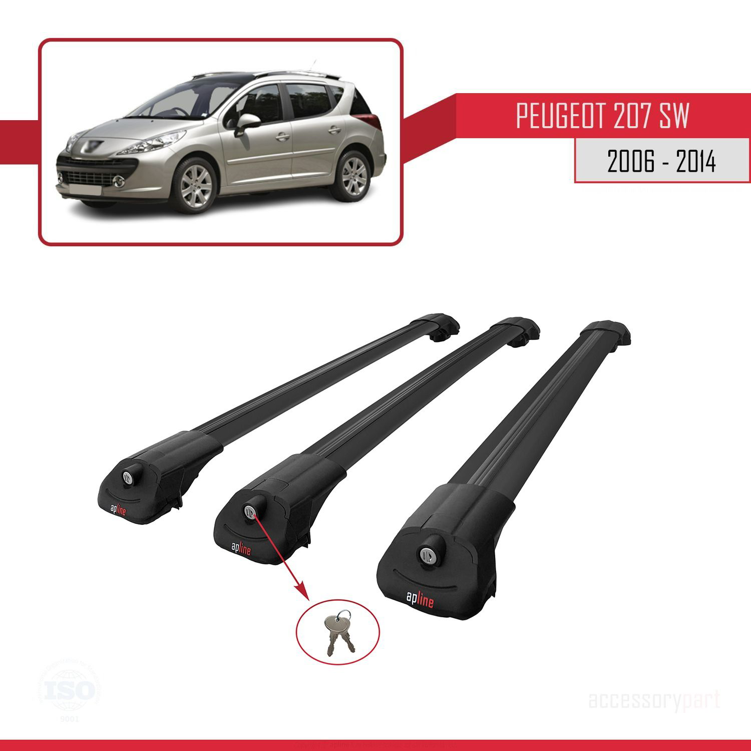 Peugeot 207 SW 2006-2014 Arası ile uyumlu ACE-1 Ara Atkı Tavan Ba